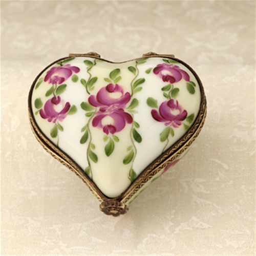 Limoges Ivory Heart with Roses Box The Cottage Shop