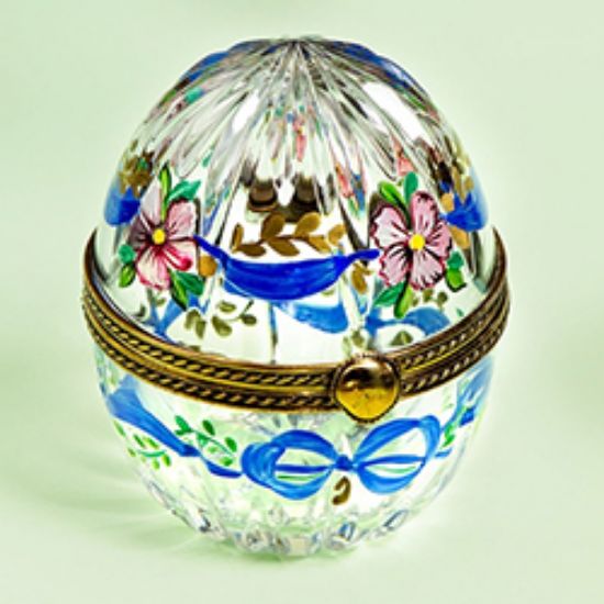 Picture of Chamart Crystal Hinged Egg Box with Ribbons and Flowers Egg