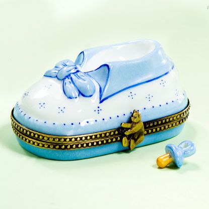 Picture of Limoges Blue Baby Shoe Box with Pacifier