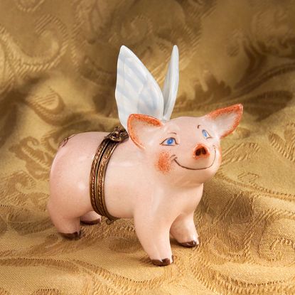 Picture of Limoges Angel Pig with Wings Box