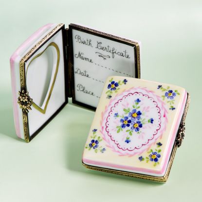 Picture of Limoges Baby Book Frame with Blue Flowers Box
