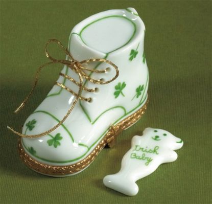 Picture of Limoges Irish Baby Shoe Box with Teddy