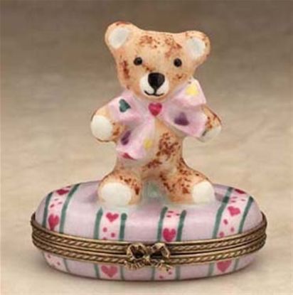 Picture of Limoges Pink Baby Teddy First Curl Box
