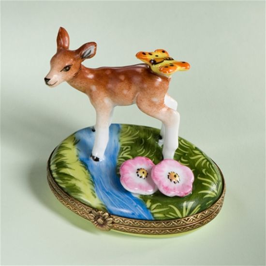 Picture of Limoges Baby Deer with Butterfly Box
