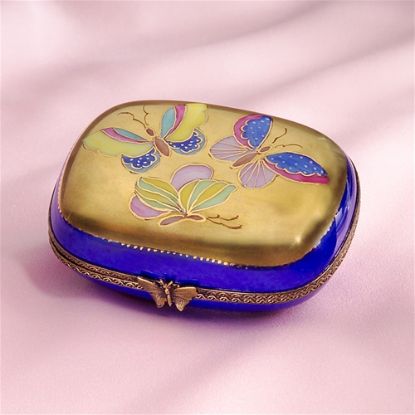 Picture of Limoges Chamart Butterflies on Gold Blue Box