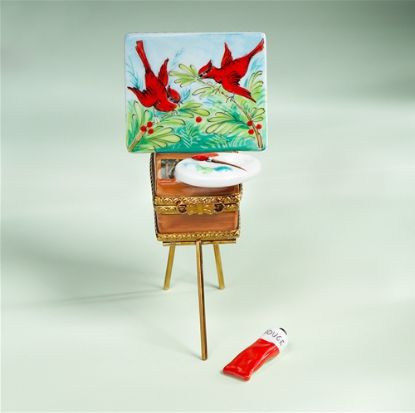 Picture of Limoges Cardinal Paintings on Easel Box