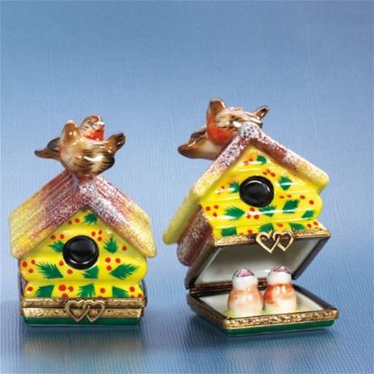 Picture of Limoges Winter Birdhouse with Two Birds Box