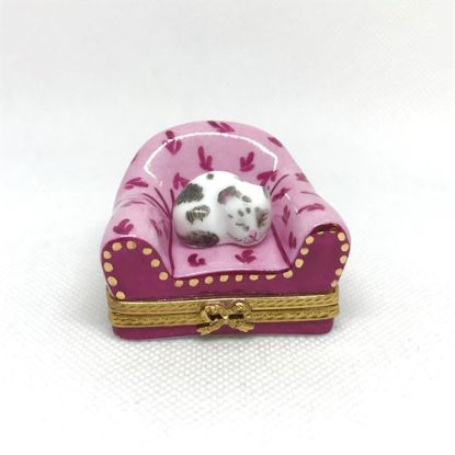 Picture of Limoges Cat on Pink Sofa Box