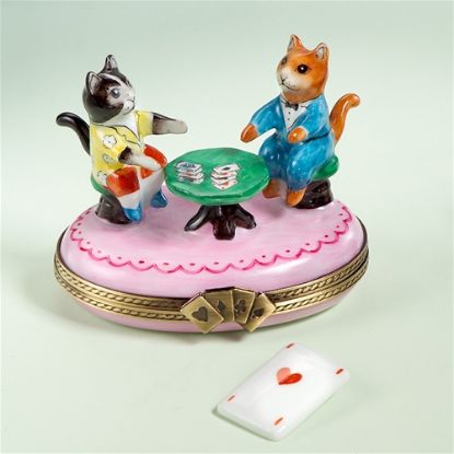 Picture of Limoges Cats Playing Bridge Box