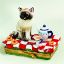 Picture of Limoges Siamese Cat with Tablecloth and Cookies Box