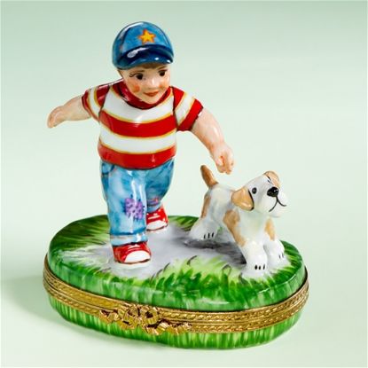 Picture of Limoges Boy with Dog Box