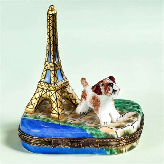 Picture of Limoges Dog by Eiffel Tower Box