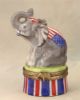 Picture of Limoges Elephant on USA Flag Drum  Box