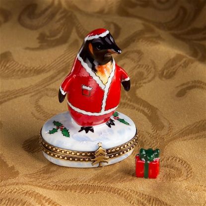 Picture of Limoges Santa Penguin Box with Gift