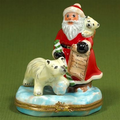 Picture of Limoges Santa with Polar Bear Box