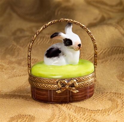 Picture of Limoges Bunny in Wicker Basket Box