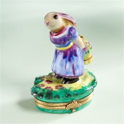Picture of Limoges Chamart Rabbit Girl with Flowers Box