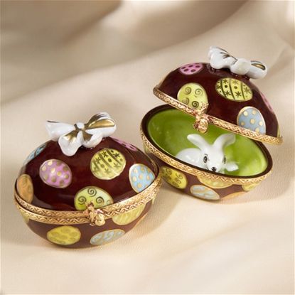 Picture of Limoges Chocolate Egg White Rabbit Box