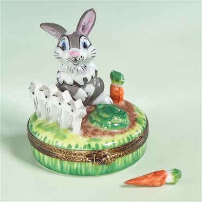 Picture of Limoges Gray Rabbit by Fence Box