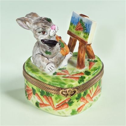 Picture of Limoges Rabbit Painting Carrots Box