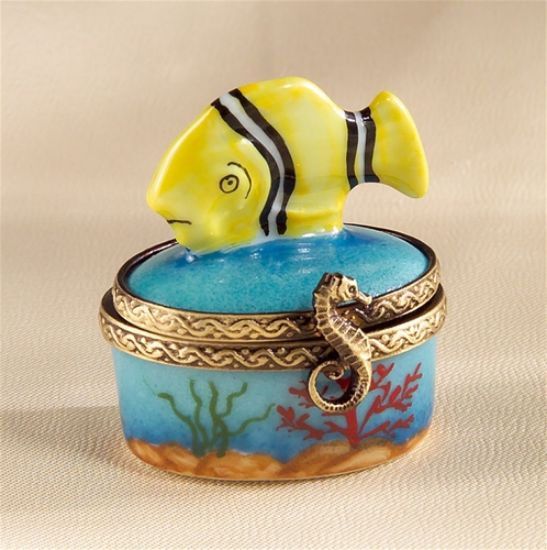 The Cottage Shop - Limoges Mini Yellow Fish Box