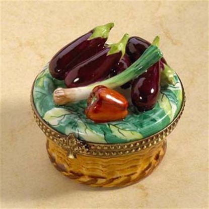 Picture of Limoges Eggplant, Peppers Wicker Basket Box