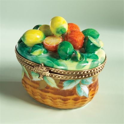 Picture of Limoges Lemon and Orange Wicker Basket Box