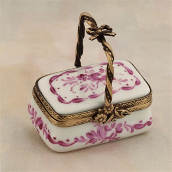 Picture of Limoges Pink Roses Basket Box