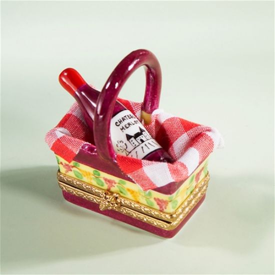 Picture of Limoges Red Wine in Basket with Towel Box 