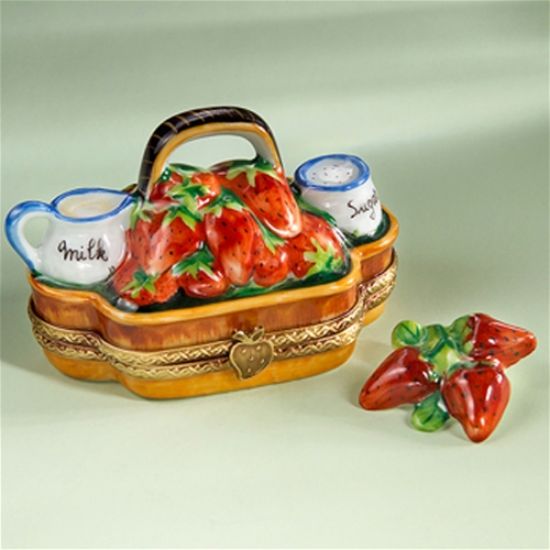 Picture of Limoges Strawberry Basket Box with Cream and Sugar Box