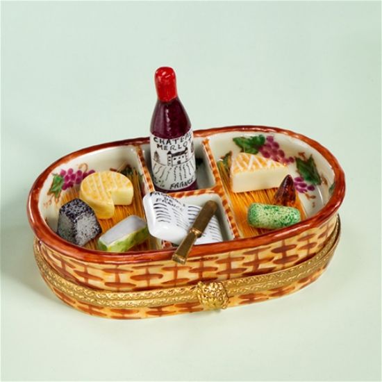 Picture of Limoges Wine and Cheese Wicker Basket Box