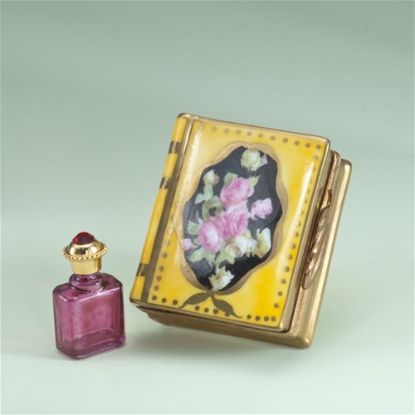 Picture of Limoges Yellow Book with Flowers Box and Perfume Bottle