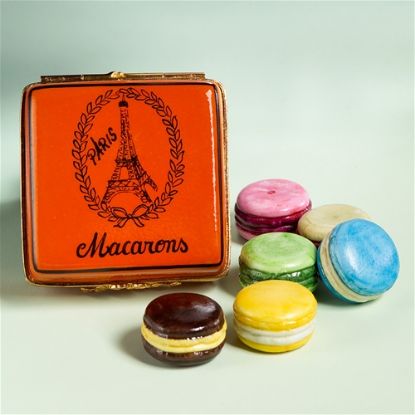 Picture of Limoges Orange 6 Macaroon Box with Eiffel Tower Box