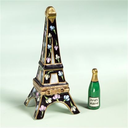 Picture of Limoges Eiffel Tower Box with Champagne Bottle 