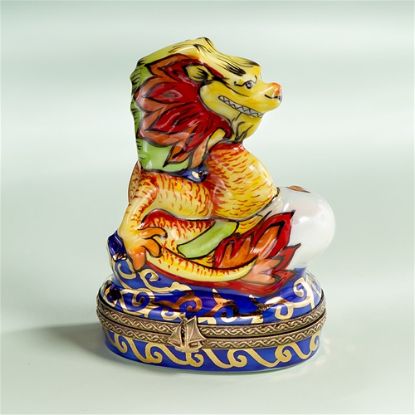 Picture of Limoges Blue and Red  Chinese Dragon Box