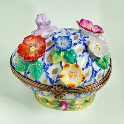Picture of Limoges Chamart 3D Flowers Egg Box