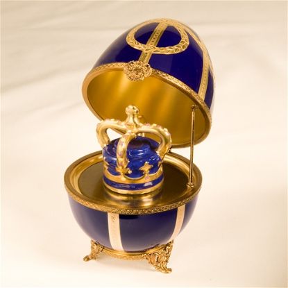 Picture of Limoges Cobalt Blue 24 Karat Gold Egg with Crown