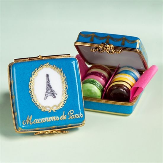 Picture of Limoges French Eiffel Tower Box with 6 Macaroons  