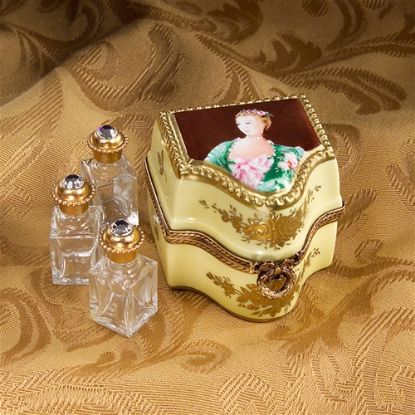 Picture of Limoges Marquise de Pompadour Perfume Chest with 3 Bottles Box