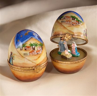Picture of Limoges Nativity Manger Egg Box