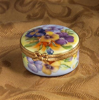 Picture of Limoges Pansies Round Box