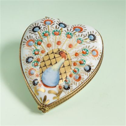 Picture of Limoges Peacock Heart Box