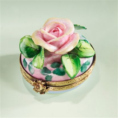 Picture of Limoges Pink Rose on Round Box