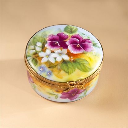 Picture of Limoges Summer Pansies Round Box