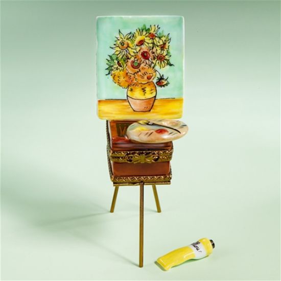 Picture of Limoges Sunflowers'  Pot Painting on Easel Box