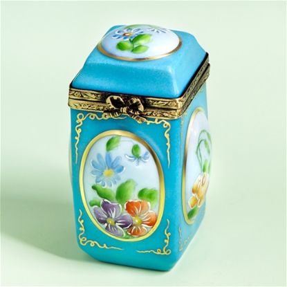Picture of Limoges Turquoise Jar with Flowers Box