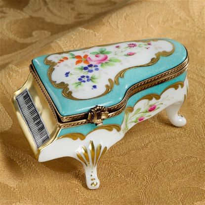 Picture of Limoges Turquoise Piano with Roses Box