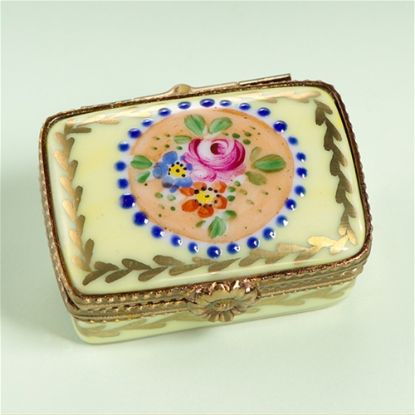 Picture of Limoges Yellow with Roses Vintage Rectangular Box