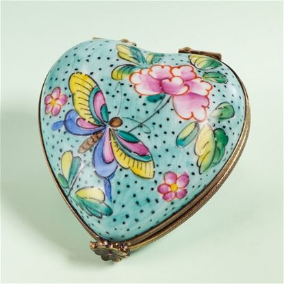 Picture of Limoges Blue Heart with Butterflies Box 