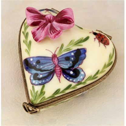 Picture of Limoges Butterfly and Bow  Heart Box